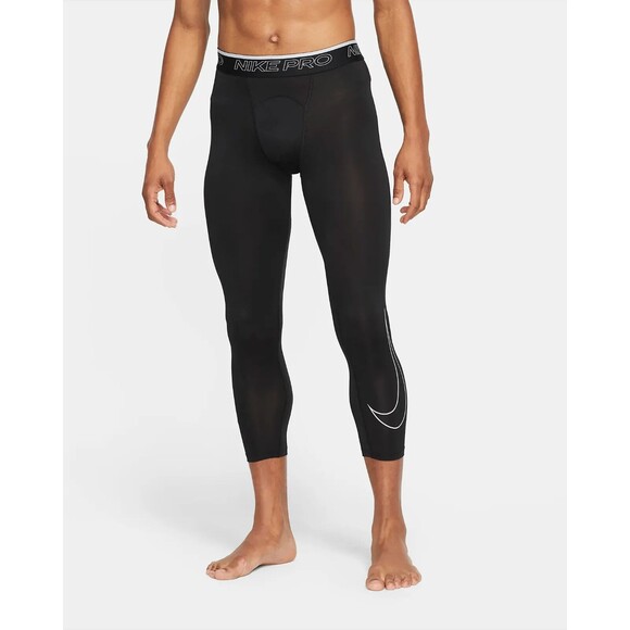 NWT‎ Nike Pro Dri-FIT 3/4 Length Training Men's Leggings Black - Picture 1 of 5